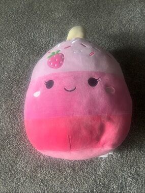 Squishmallows Pink Strawberry Snack Plush Pillow